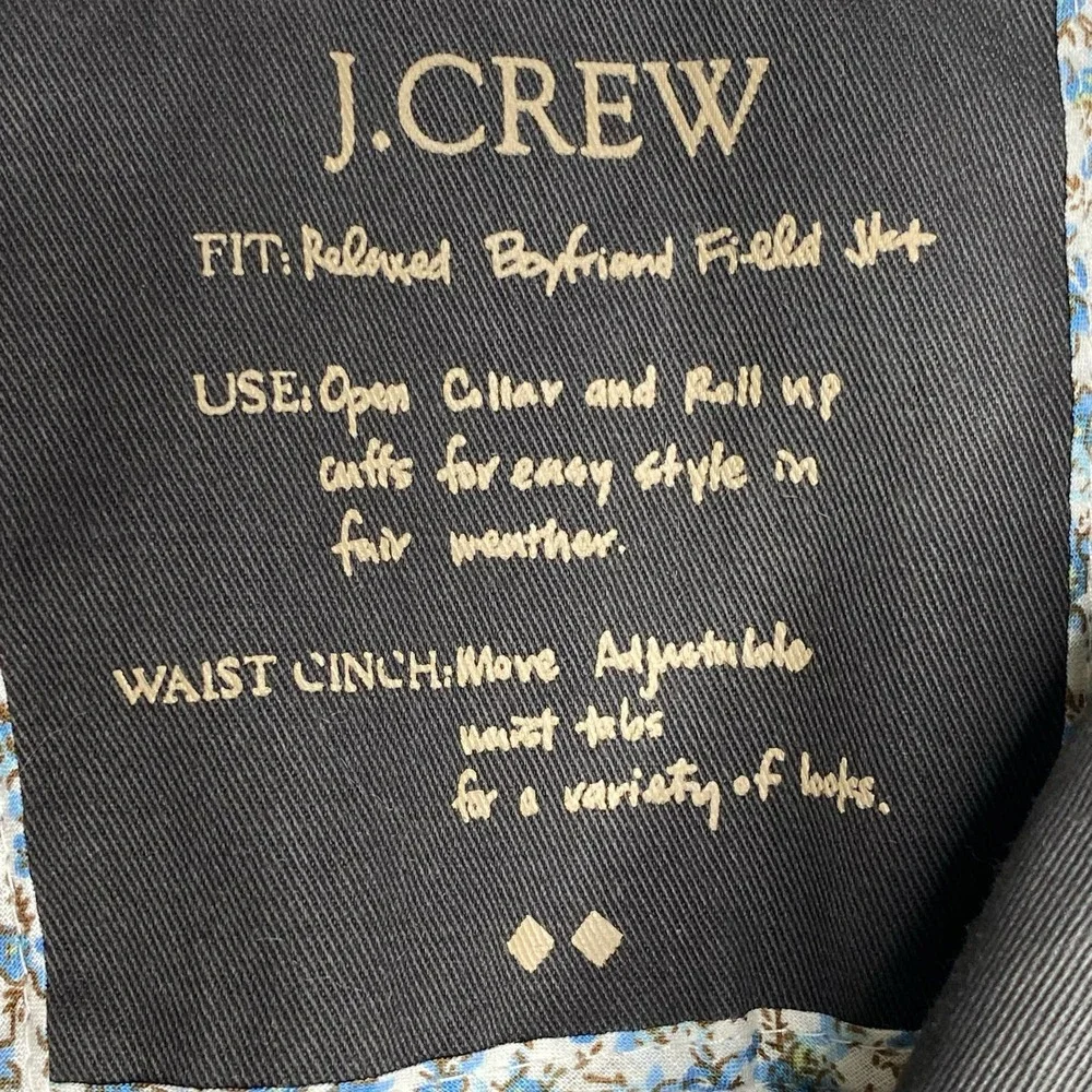 J. Crew Resin Coated Twill Field Olive Green Jacket XXS STYLE: 27584 - Picture 6 of 9